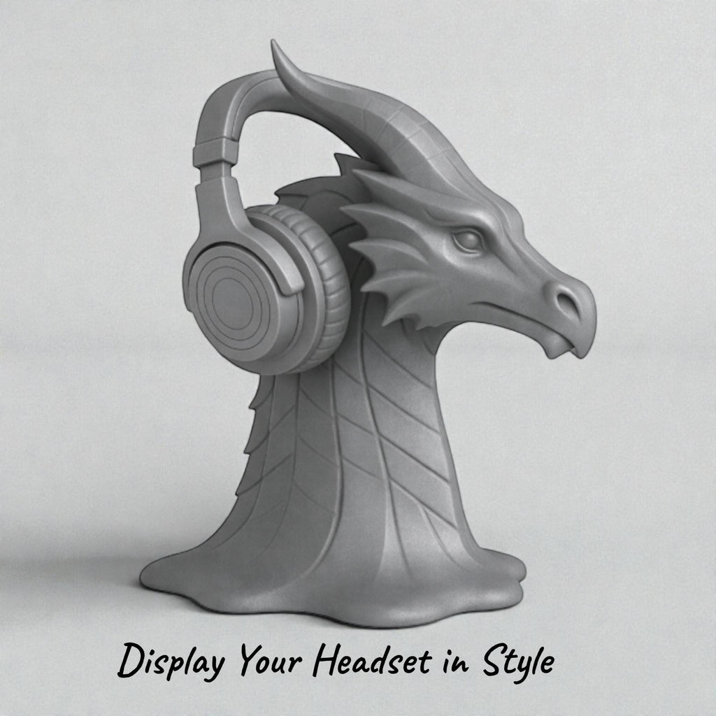 Dragon Head Headphone Stand – 3D Printed Fantasy Gothic Desk Holder
