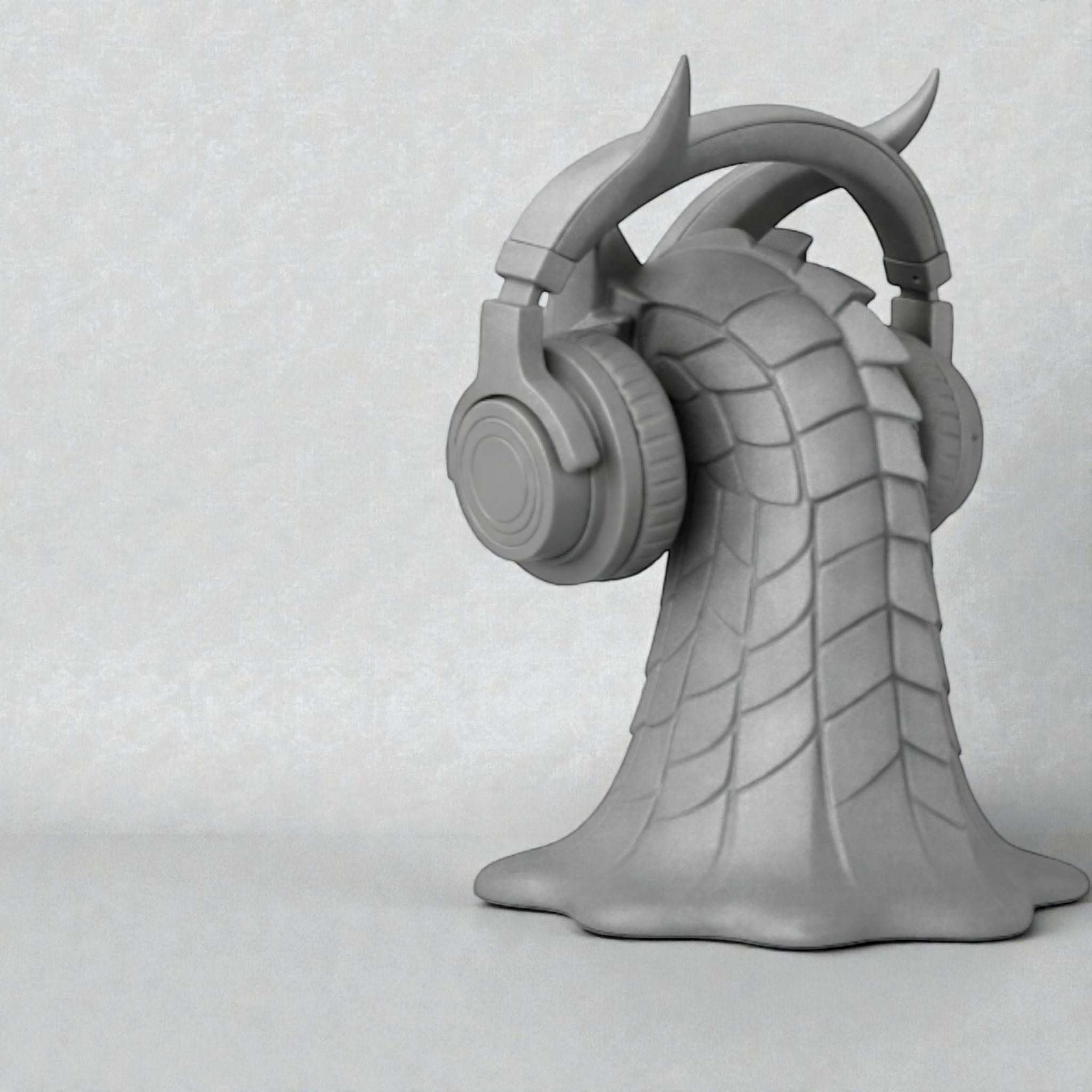 Dragon Head Headphone Stand – 3D Printed Fantasy Gothic Desk Holder