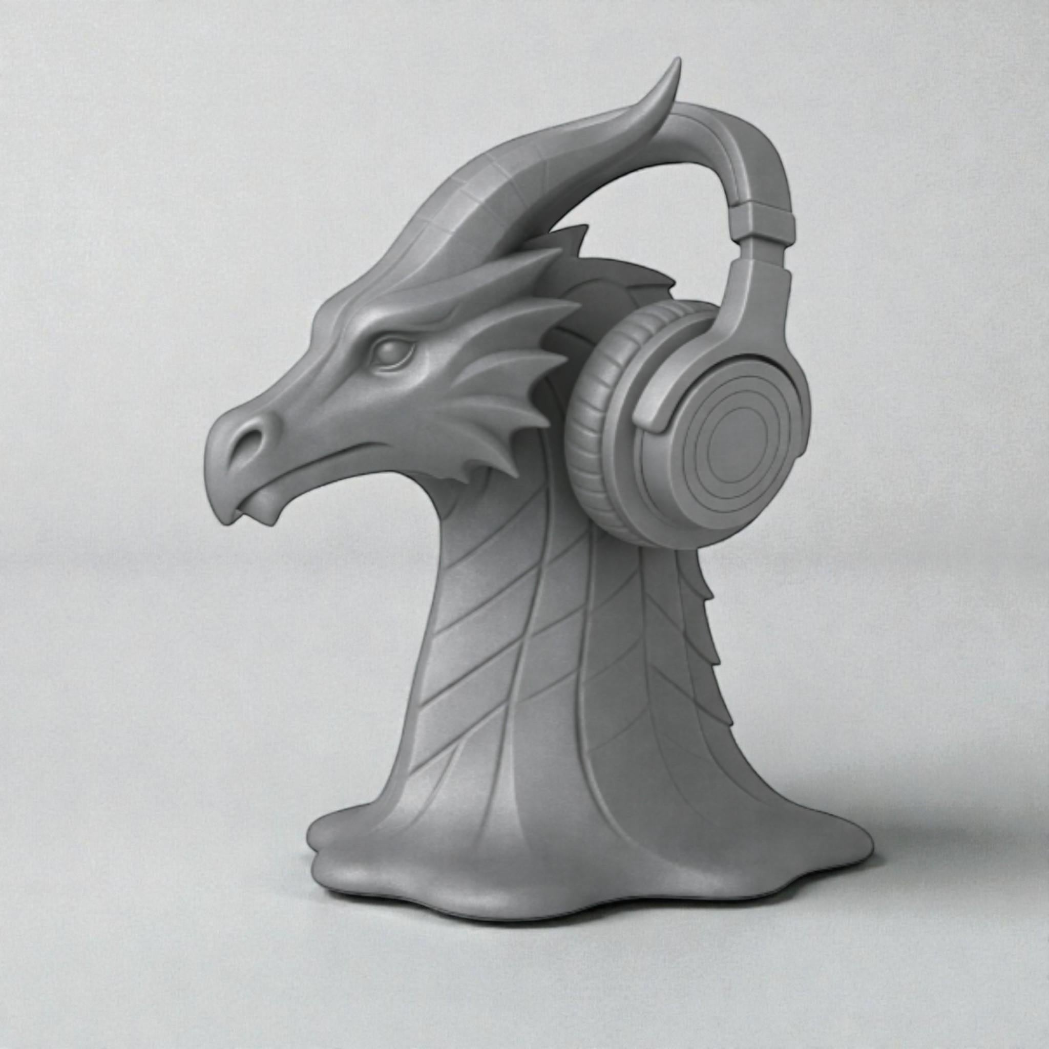 Dragon Head Headphone Stand – 3D Printed Fantasy Gothic Desk Holder