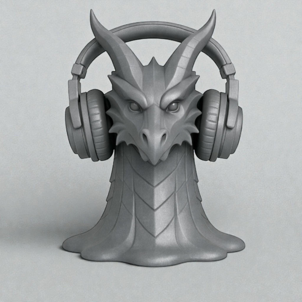 Dragon Head Headphone Stand – 3D Printed Fantasy Gothic Desk Holder