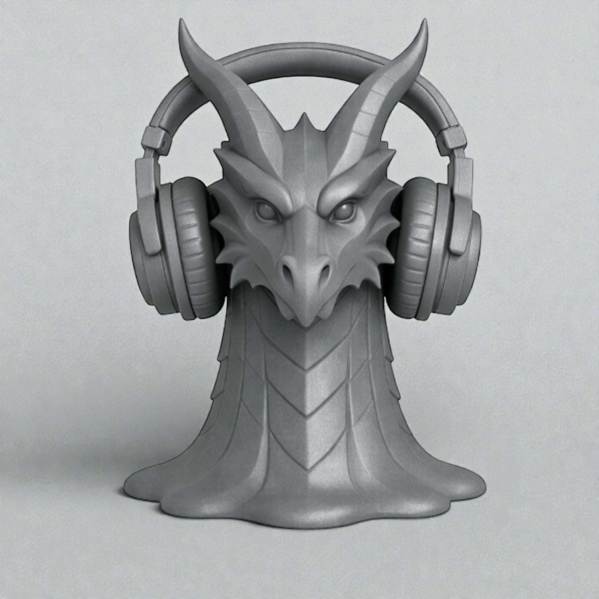Dragon Head Headphone Stand – 3D Printed Fantasy Gothic Desk Holder