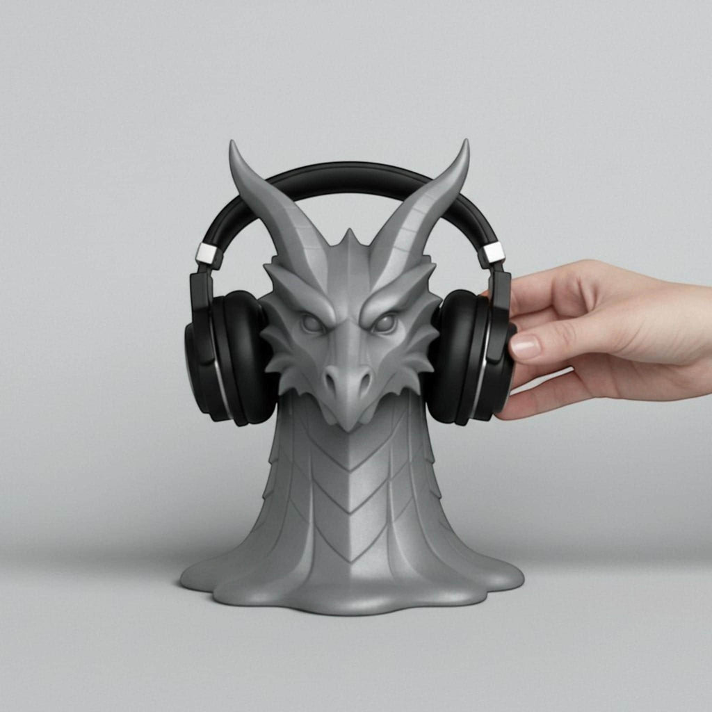 Dragon Head Headphone Stand – 3D Printed Fantasy Gothic Desk Holder