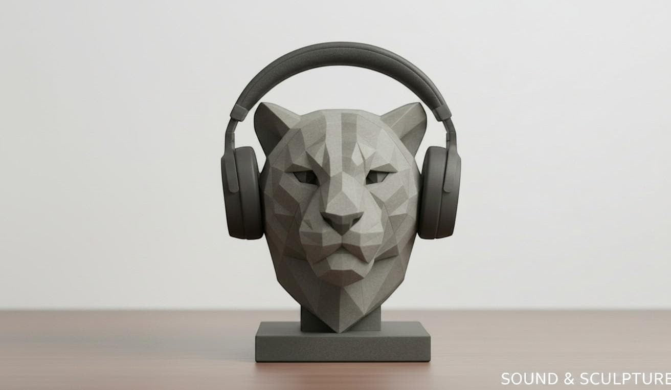 Tiger Headphone Stand – 3D Printed Low-Poly Geometric Animal Gaming Desk Decor