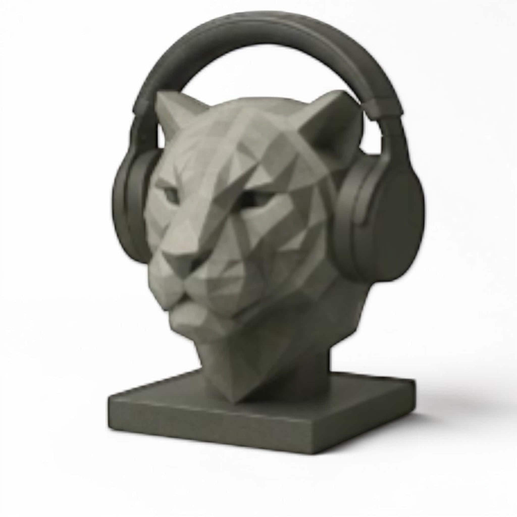 Tiger Headphone Stand – 3D Printed Low-Poly Geometric Animal Gaming Desk Decor