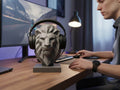 Lion Bust Headphone Stand – 3D Printed Low-Poly Gaming Desk Decor
