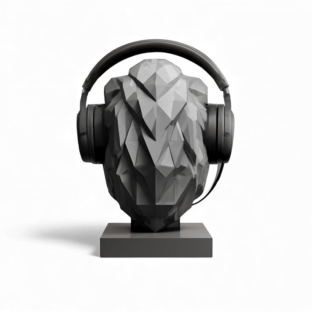 Lion Bust Headphone Stand – 3D Printed Low-Poly Gaming Desk Decor