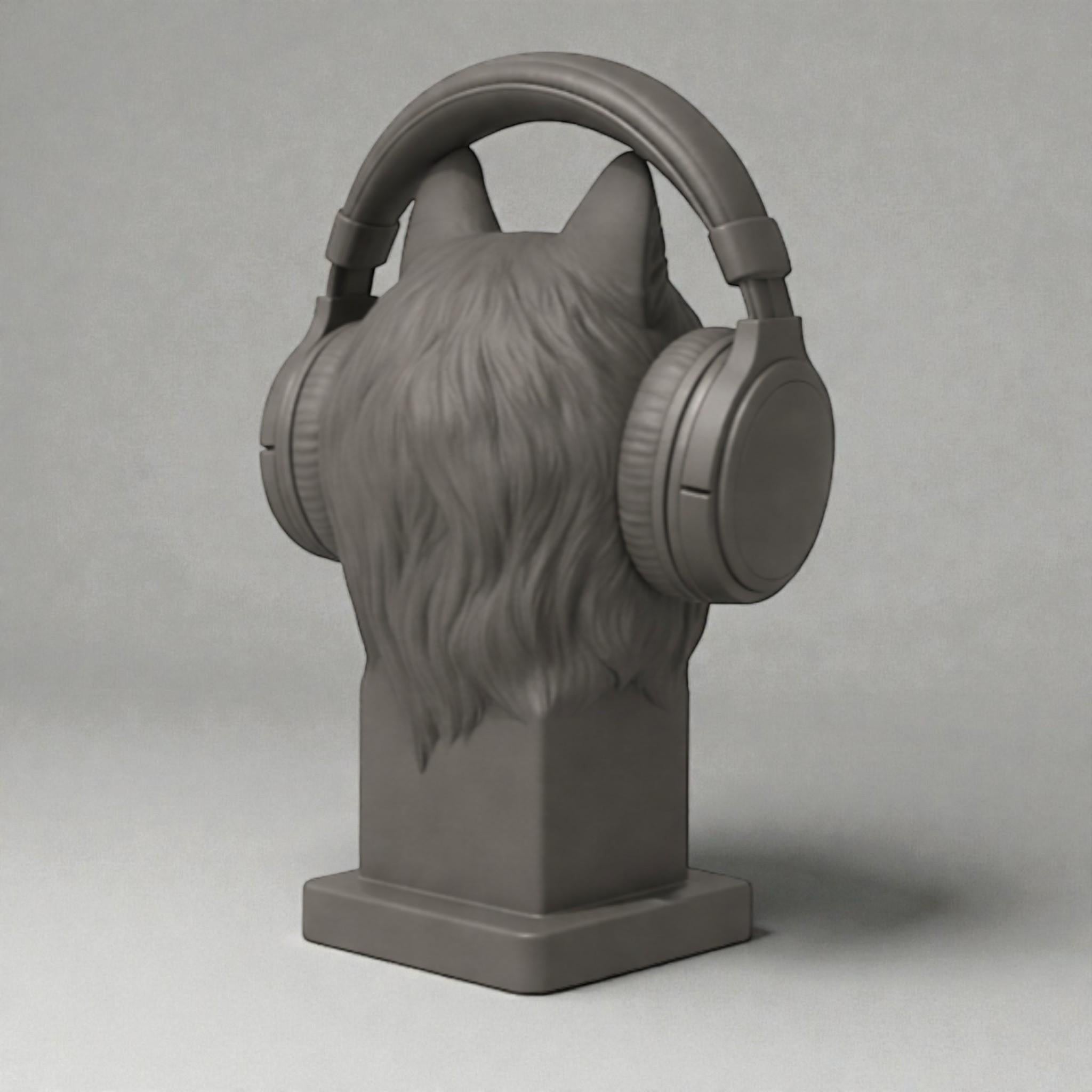 Wolf Headphone Stand – 3D Printed Animal Bust for Gaming Desks
