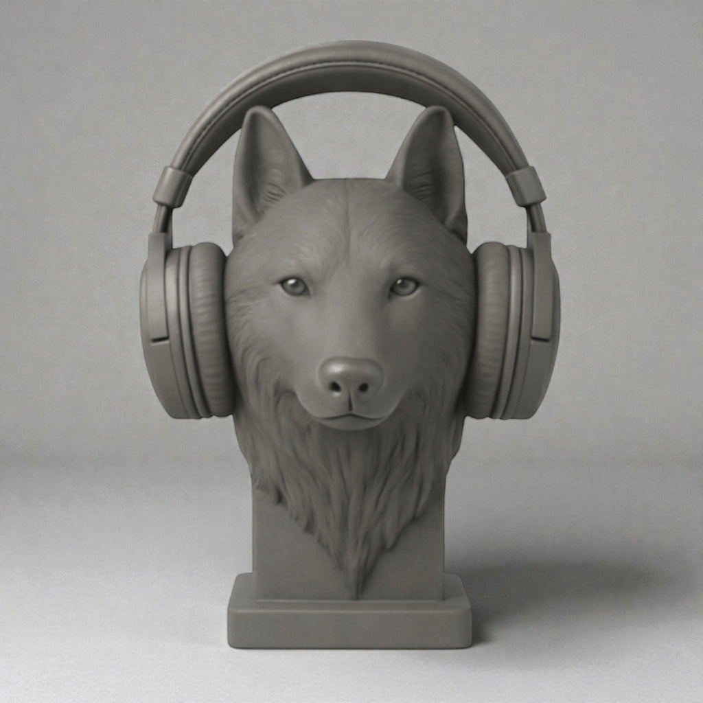 Wolf Headphone Stand – 3D Printed Animal Bust for Gaming Desks
