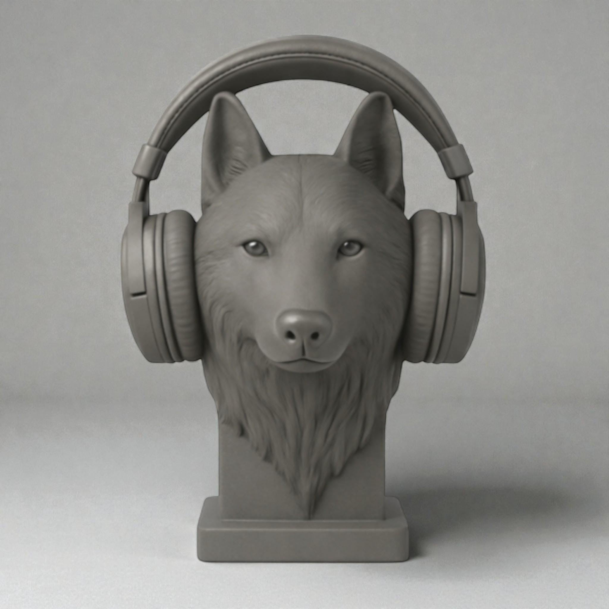 Wolf Headphone Stand – 3D Printed Animal Bust for Gaming Desks