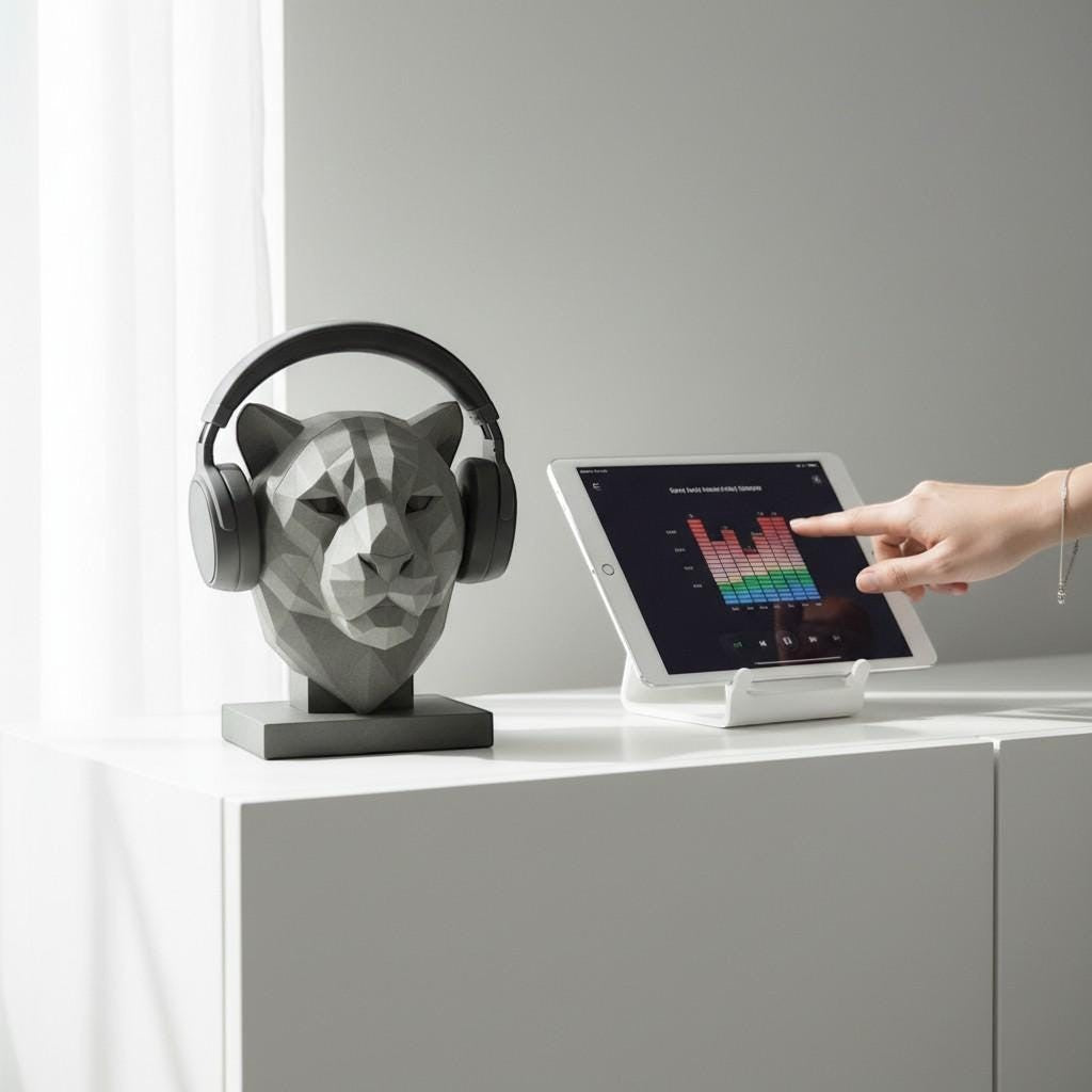 Tiger Headphone Stand – 3D Printed Low-Poly Geometric Animal Gaming Desk Decor