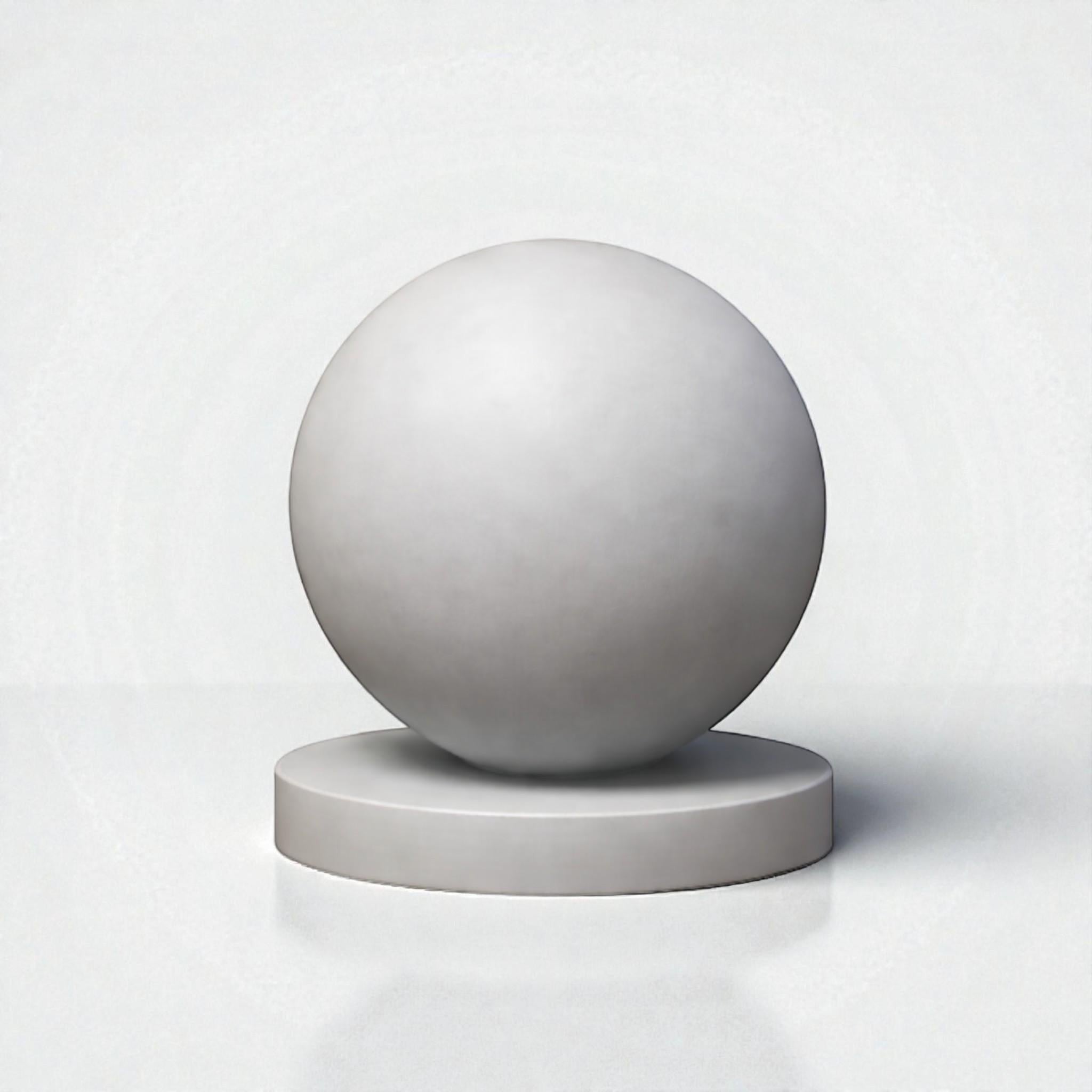 Happy3dWorld minimalist grey sphere headphone stand on a circular base for gaming desk organization