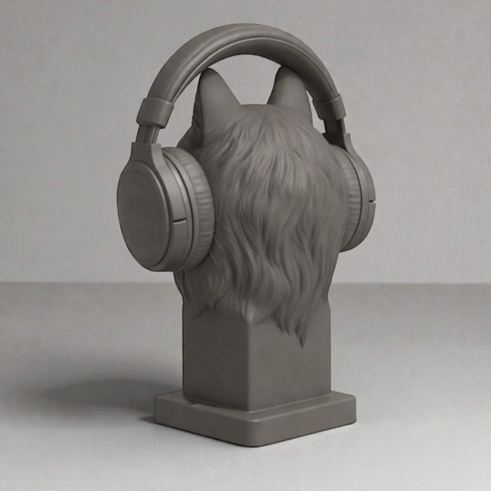 Wolf Headphone Stand – 3D Printed Animal Bust for Gaming Desks