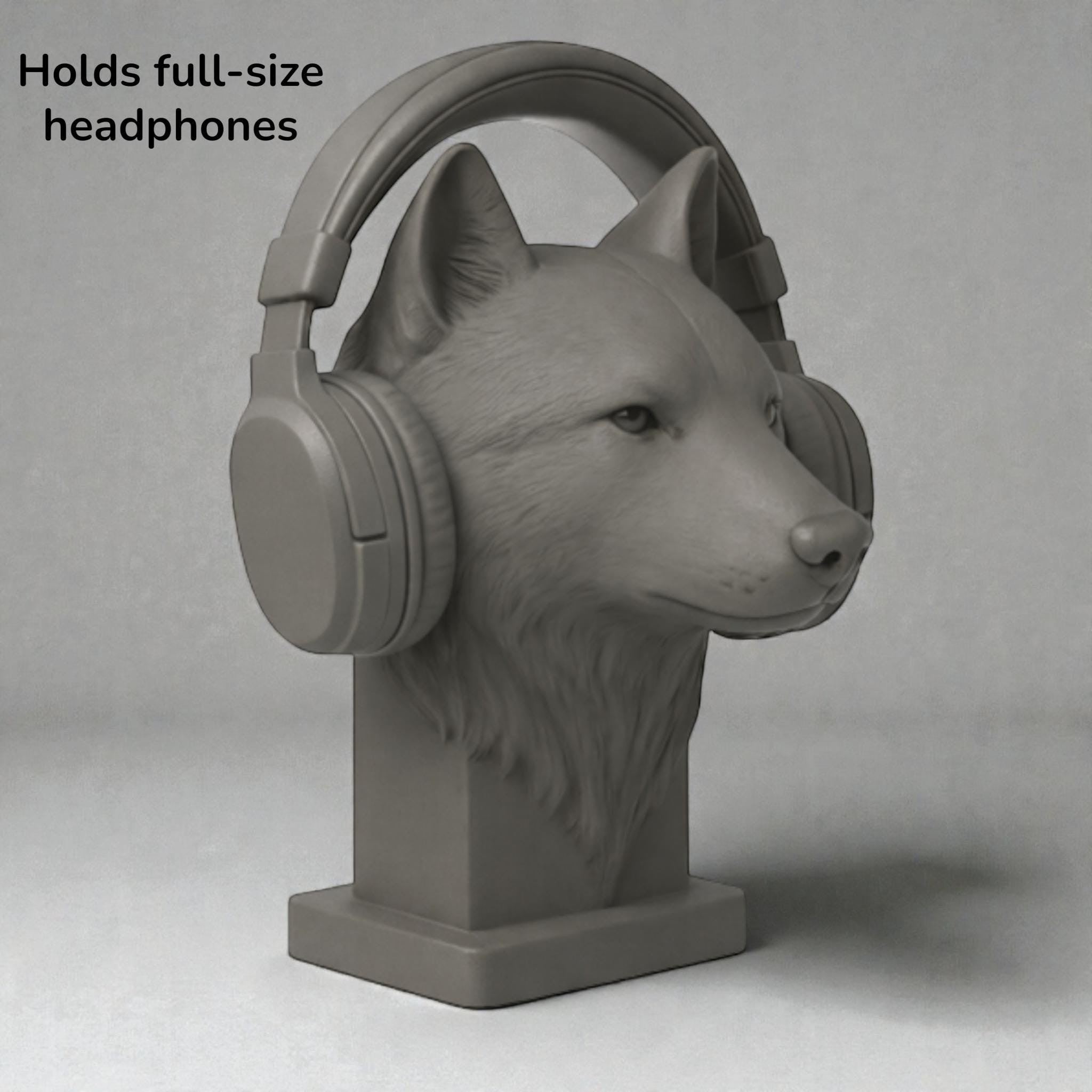 Wolf Headphone Stand – 3D Printed Animal Bust for Gaming Desks