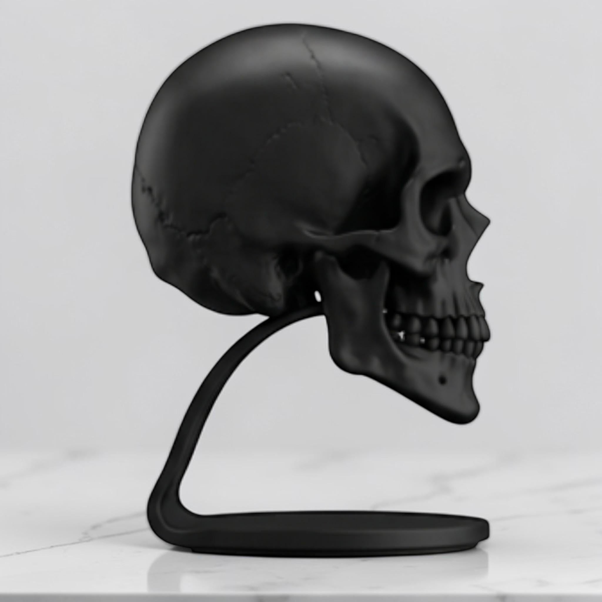Skull Headset Stand – Anatomical Gaming Desktop Organizer & Gothic Room Decor