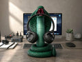 King Cobra Headphone Hanger – 3D Printed Metallic Green Snake Desk Decor