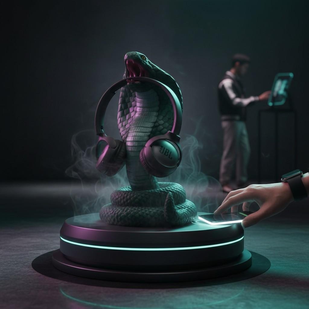 King Cobra Headphone Hanger – 3D Printed Metallic Green Snake Desk Decor