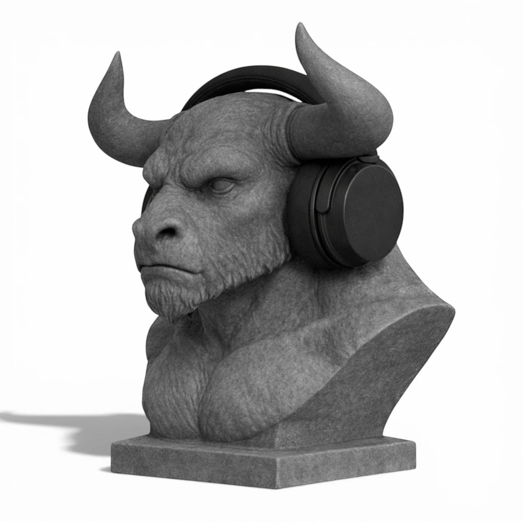 Minotaur Bust Headphone Stand – Horned Headset Holder for Mythology & Gaming Desks