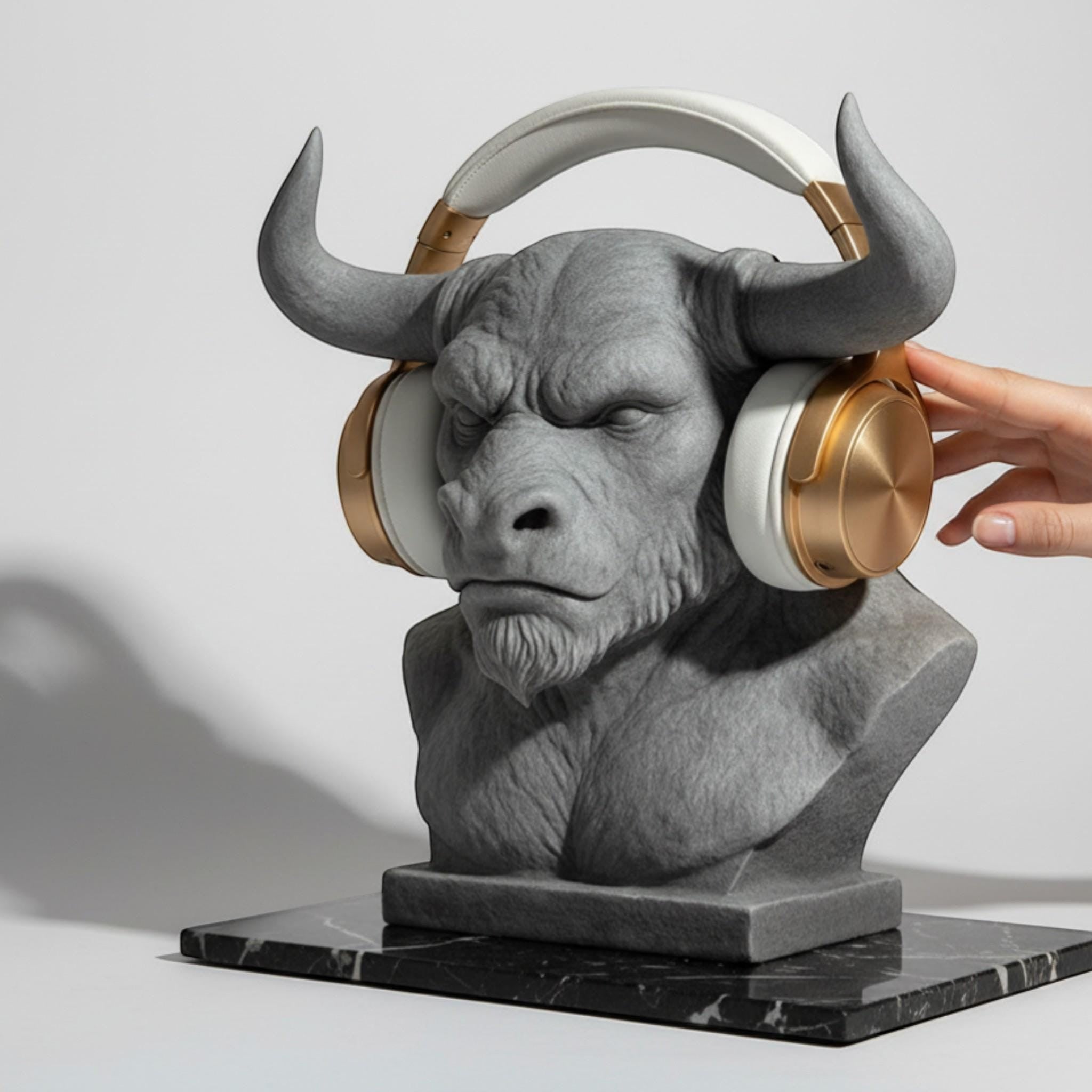 Minotaur Bust Headphone Stand – Horned Headset Holder for Mythology & Gaming Desks