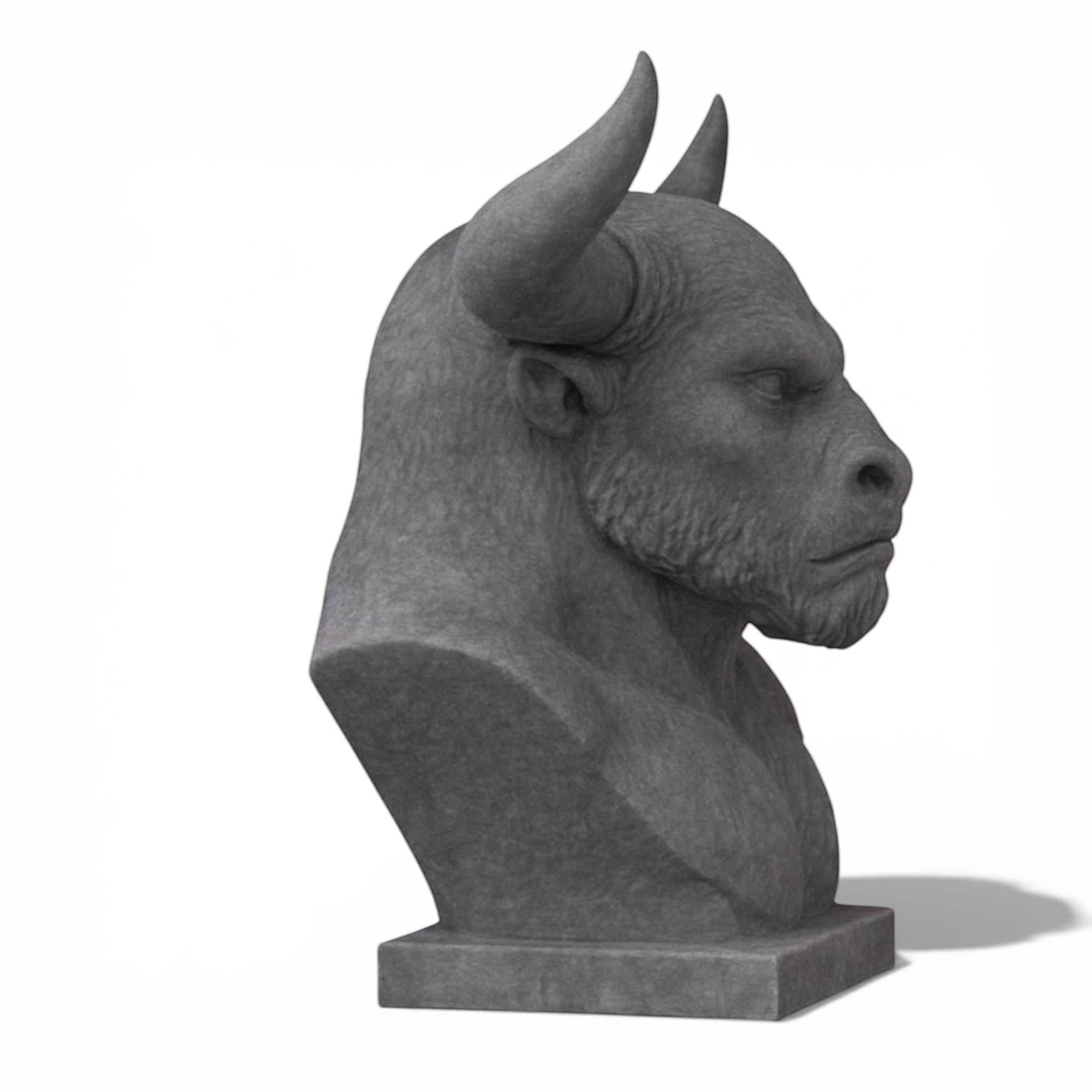 Minotaur Bust Headphone Stand – Horned Headset Holder for Mythology & Gaming Desks