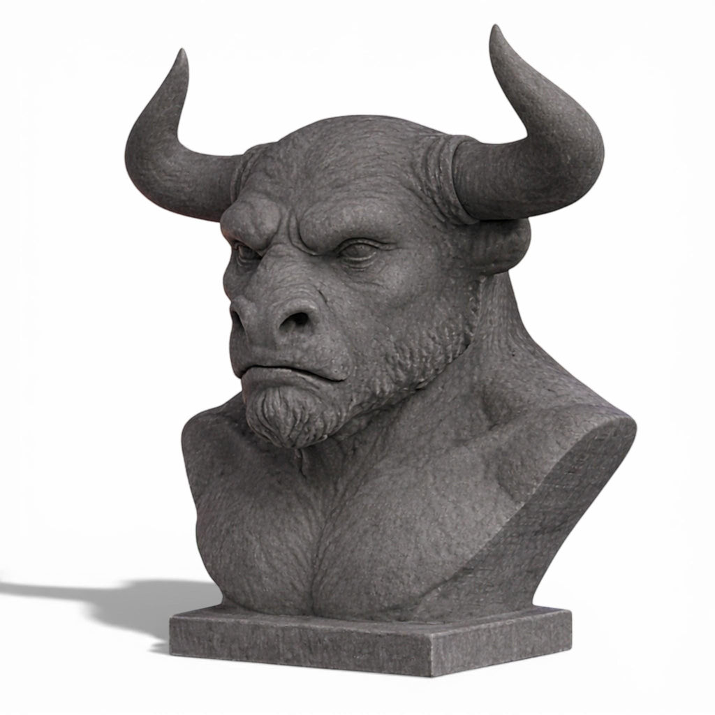 Minotaur Bust Headphone Stand – Horned Headset Holder for Mythology & Gaming Desks