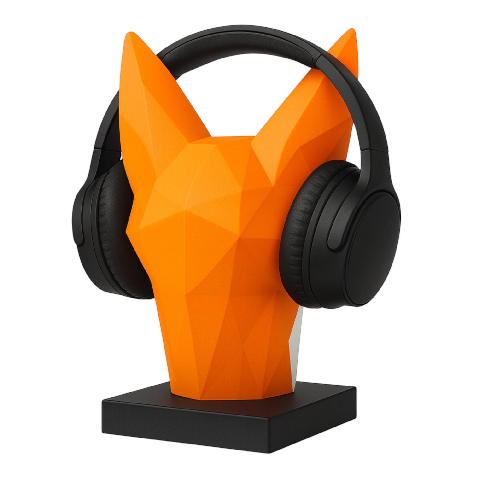 Fox Headphone Stand – 3D Printed Low-Poly Geometric Holder for Gaming & Modern Desks