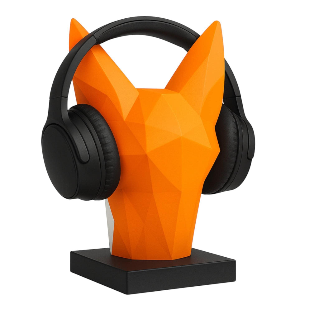Fox Headphone Stand – 3D Printed Low-Poly Geometric Holder for Gaming & Modern Desks