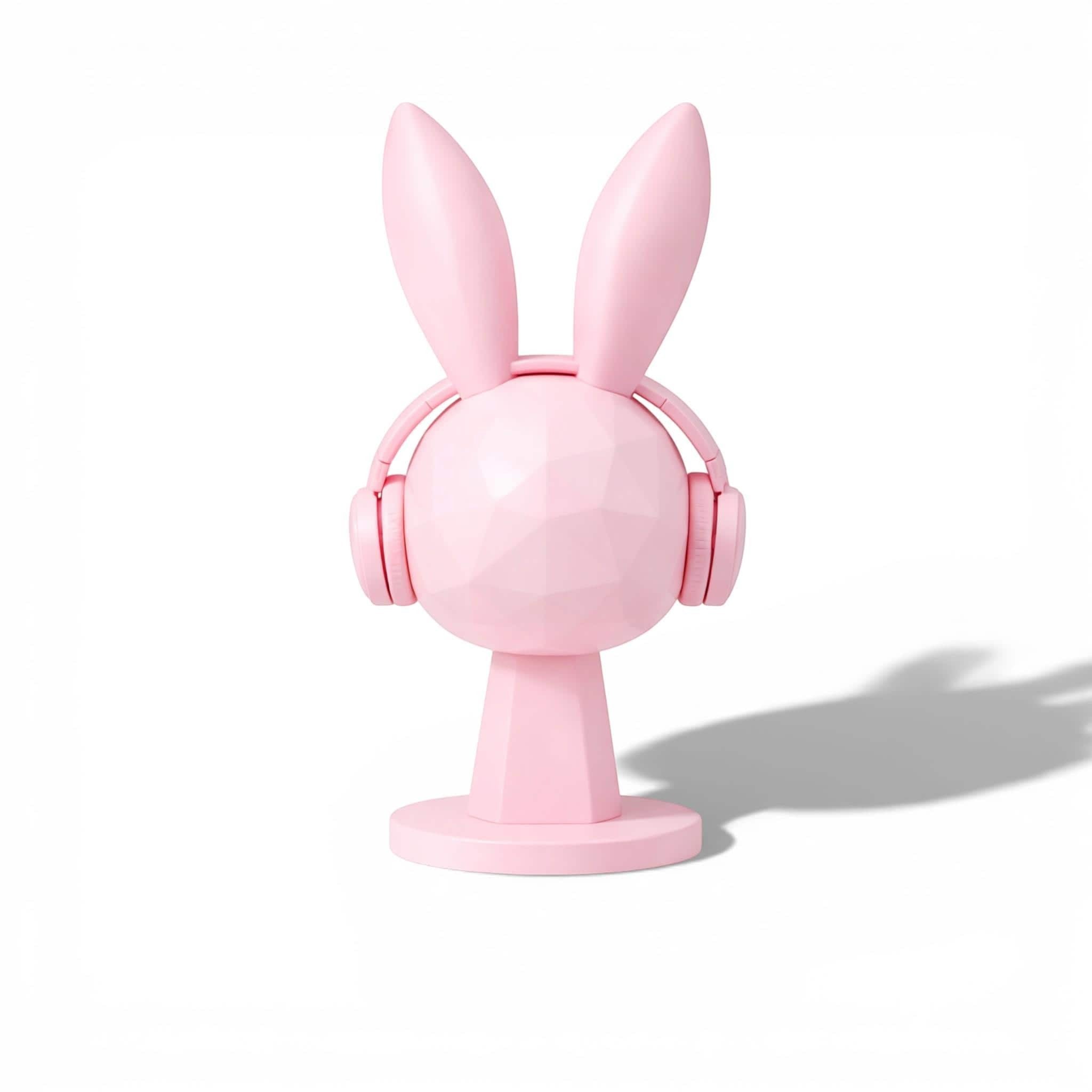 Geometric Bunny Headphone Stand – Kawaii Low-Poly Gaming Desk Decor