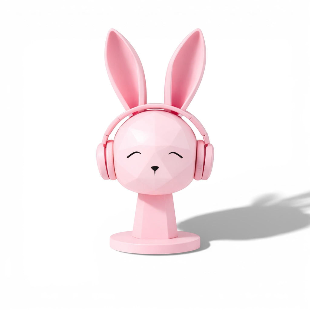 Geometric Bunny Headphone Stand – Kawaii Low-Poly Gaming Desk Decor