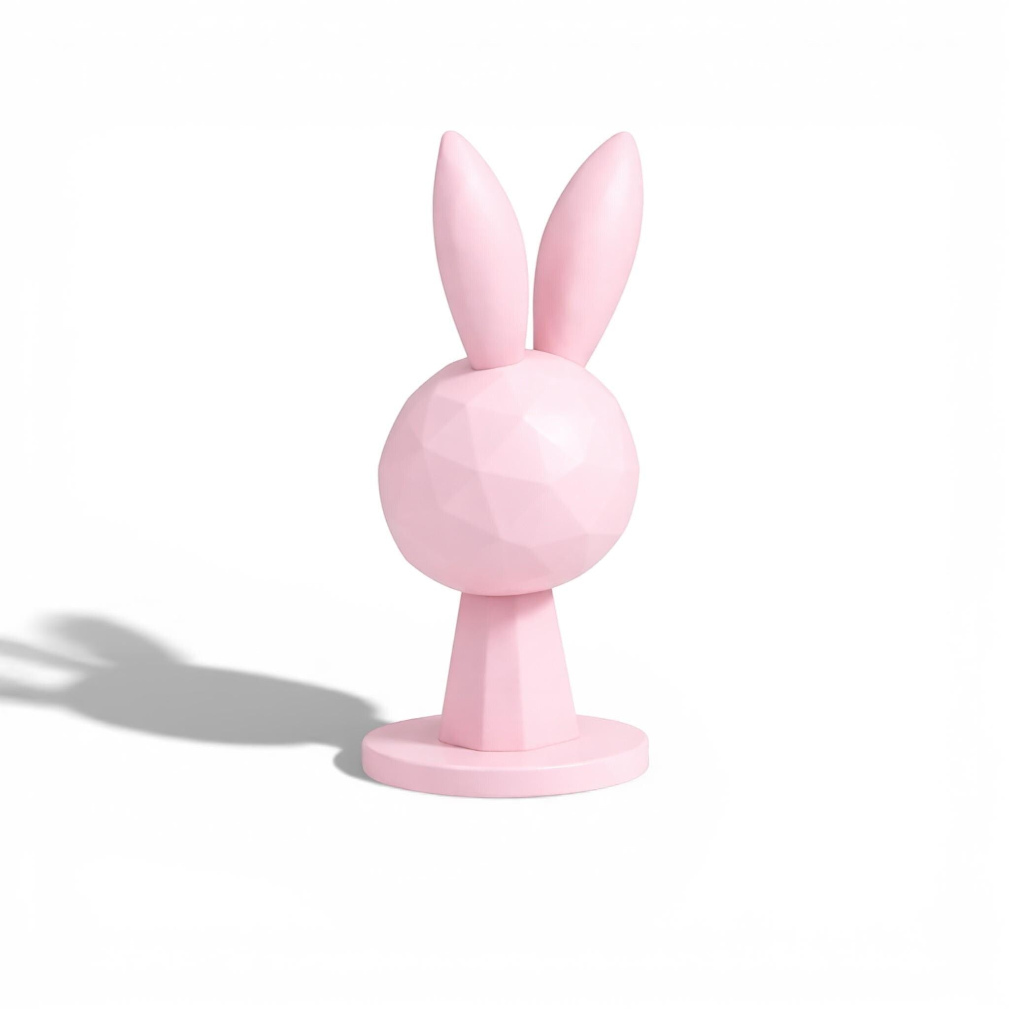 Geometric Bunny Headphone Stand – Kawaii Low-Poly Gaming Desk Decor