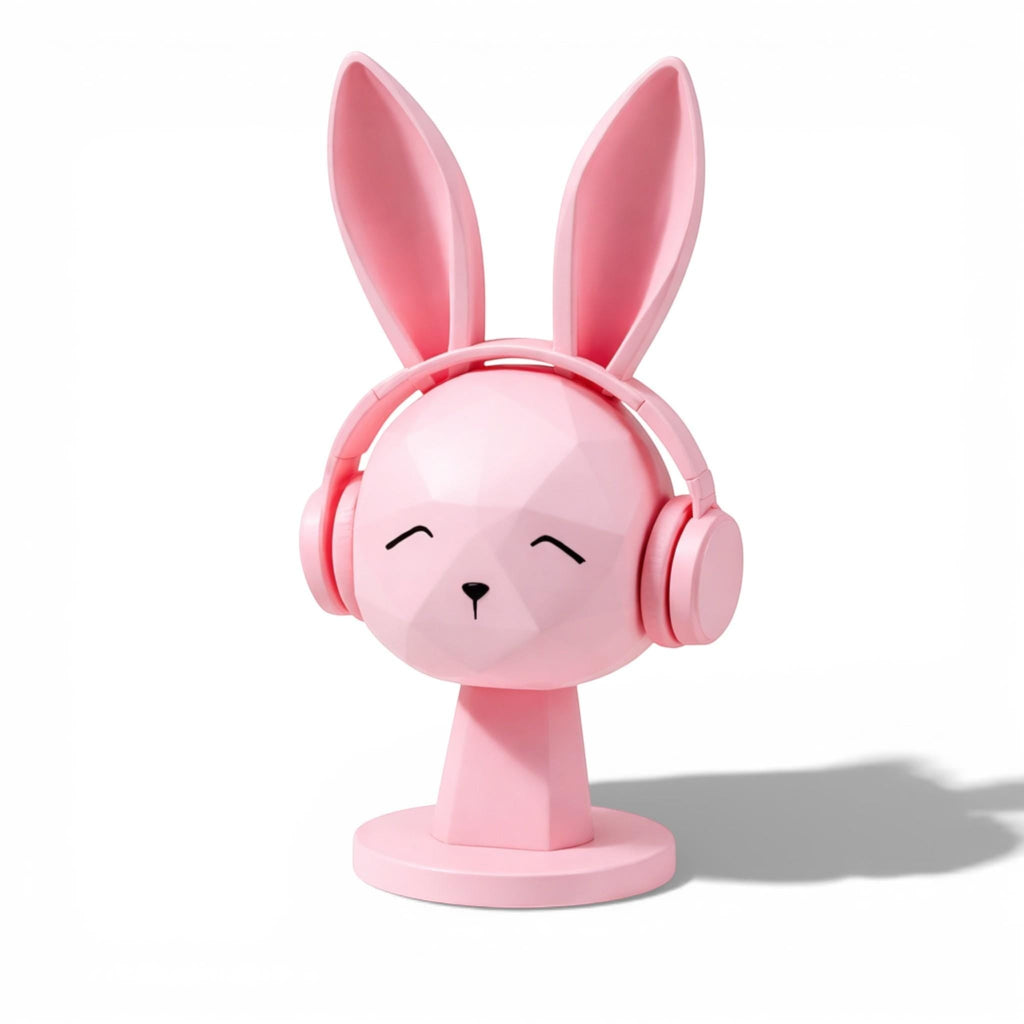 Geometric Bunny Headphone Stand – Kawaii Low-Poly Gaming Desk Decor