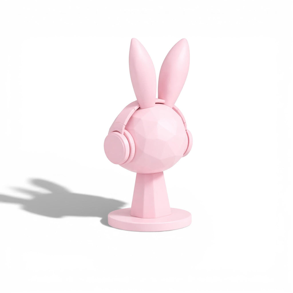 Geometric Bunny Headphone Stand – Kawaii Low-Poly Gaming Desk Decor