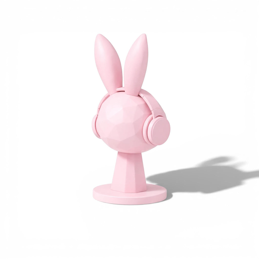 Geometric Bunny Headphone Stand – Kawaii Low-Poly Gaming Desk Decor