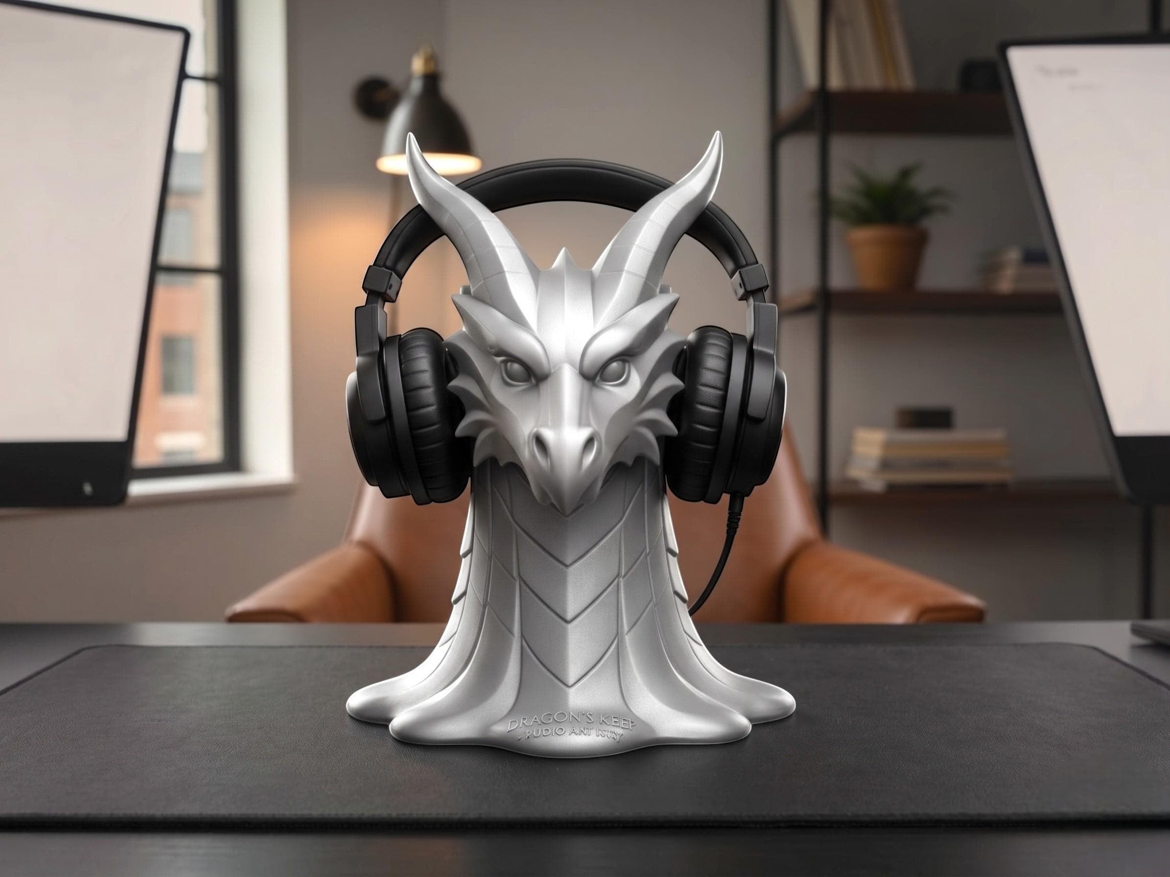 Dragon Head Headphone Stand – 3D Printed Fantasy Gothic Desk Holder