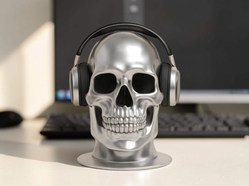 Skull Headphone Stand – Cyberpunk Gaming Desk Organizer & Headset Hanger