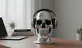 Skull Headphone Stand – Cyberpunk Gaming Desk Organizer & Headset Hanger