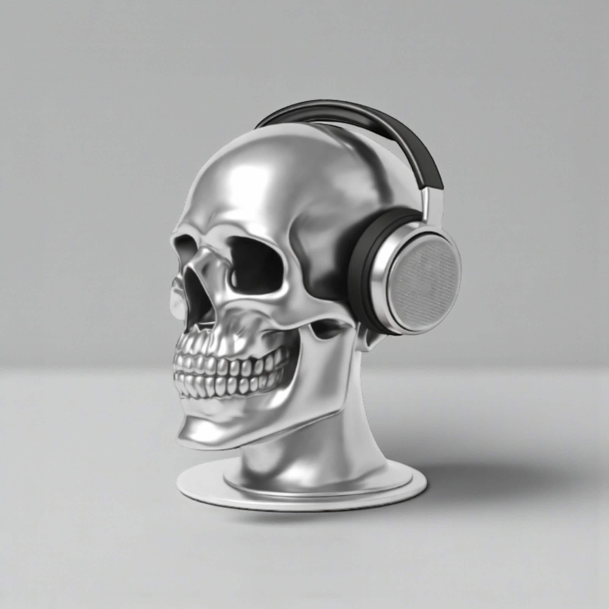 Skull Headphone Stand – Cyberpunk Gaming Desk Organizer & Headset Hanger