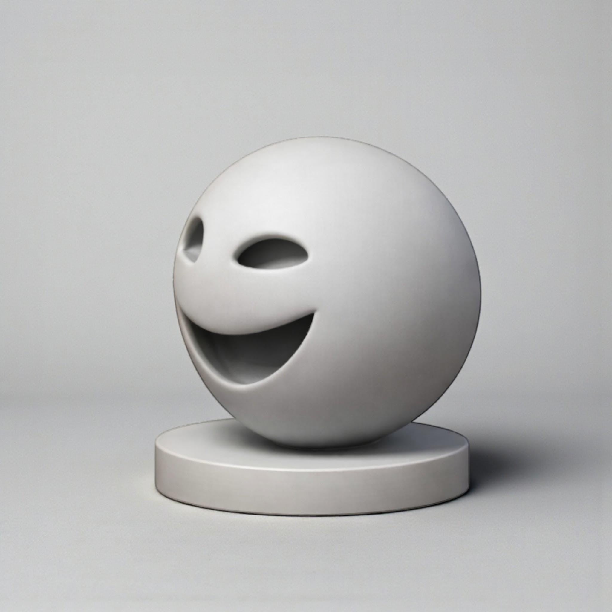 Happy3dWorld minimalist grey smiley emoji headphone stand bust for gaming desk organization