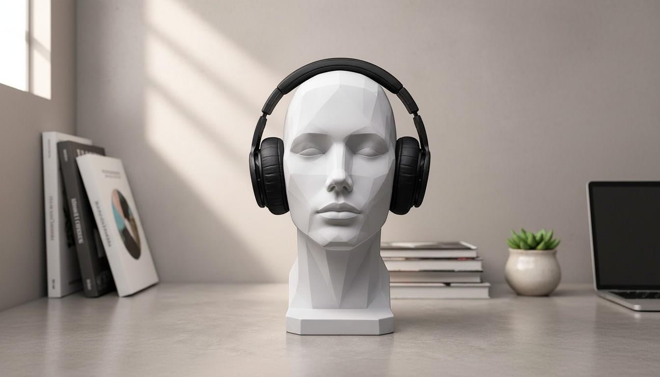 Human Bust Headphone Stand – Minimalist Modern Desk Headset Holder