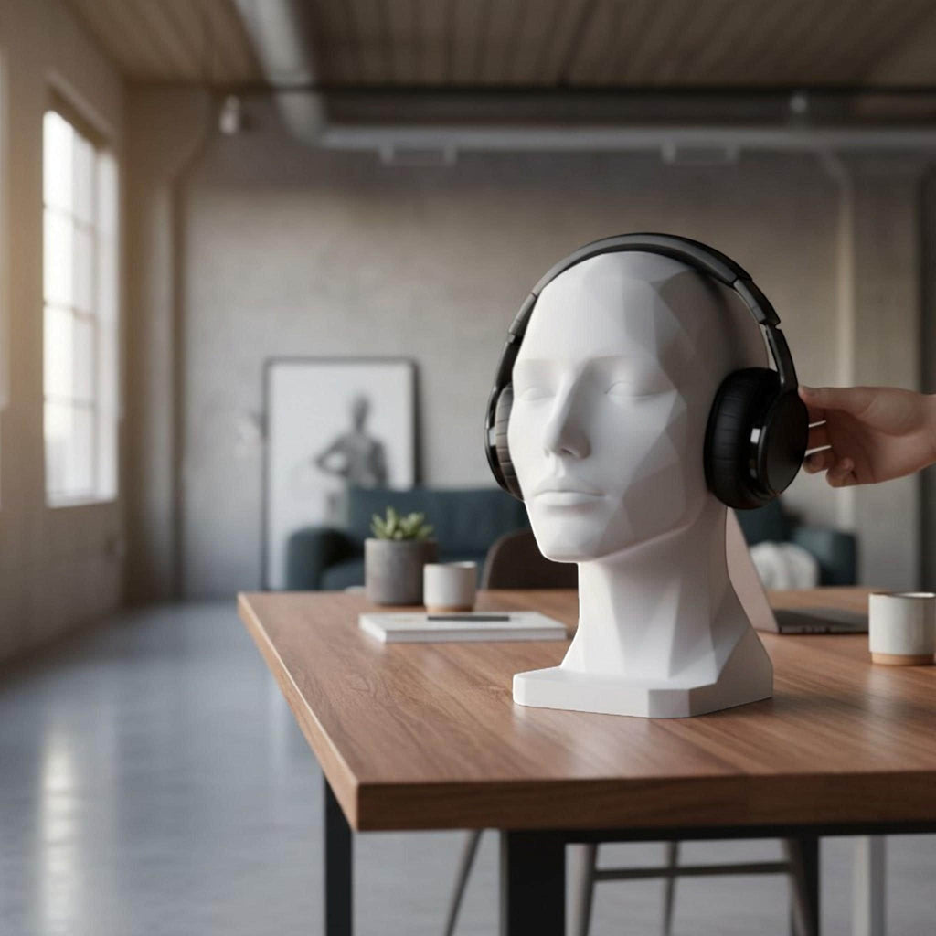 Human Bust Headphone Stand – Minimalist Modern Desk Headset Holder