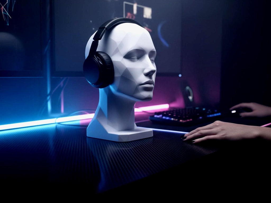 Human Bust Headphone Stand – Minimalist Modern Desk Headset Holder